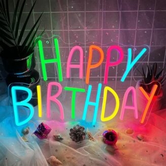 Happy Birthday Neon Sign for Wall Decor Colorful Happy Birthday Neon Lights