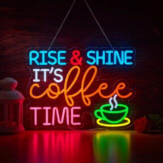 Coffee Bar Sign Rise Shine It's Coffee Time Neon Signs for Wall Décor Dimmable Cafe Station LED Neon Sign Light Decor