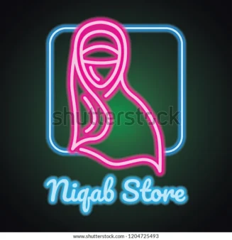 Hijab logo with neon sign effect for hijab and niqab store